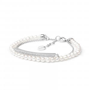 Bratara perle naturale si argint cu cristale zirconiu DiAmanti SK19223B_W-G (Argint 925‰ 4 g.)